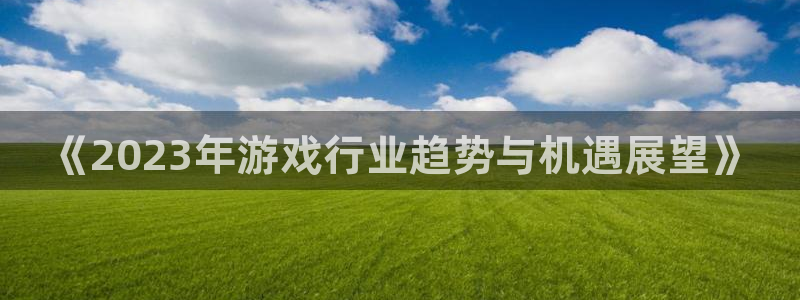 赢咖娱乐登录：《2023年游戏行业趋势与机遇展望》